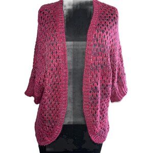 NWT Copper Key Cardigan Sweater Open Front Crochet Pink Purple Lightweight Sz M